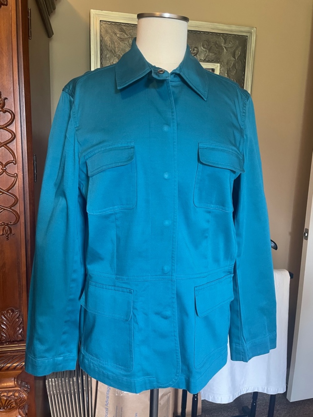 Norton McNaughton Teal Utility Jacket with Front Flap Pockets Size 10